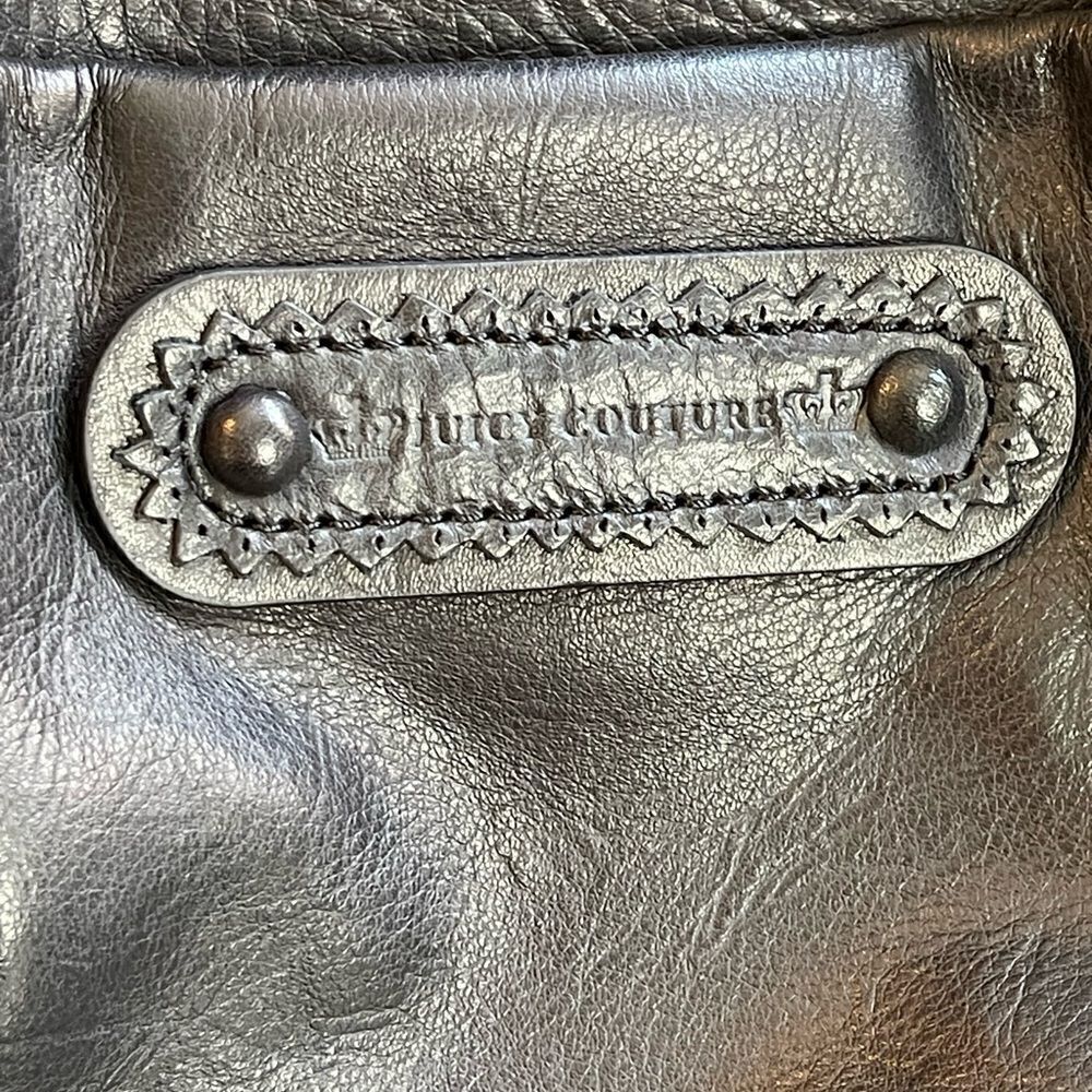 Juicy Couture Y2K black Leather Trim large shoulder purse Tote with dust bag - Picture 11 of 14